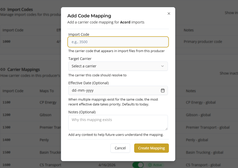 code map list