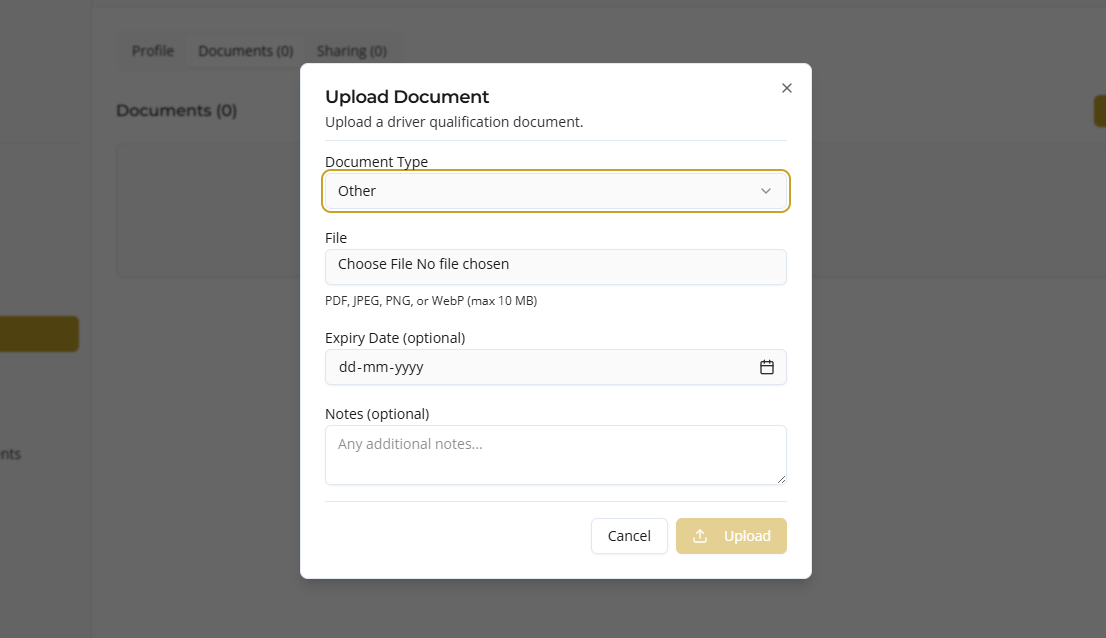 driver document upload