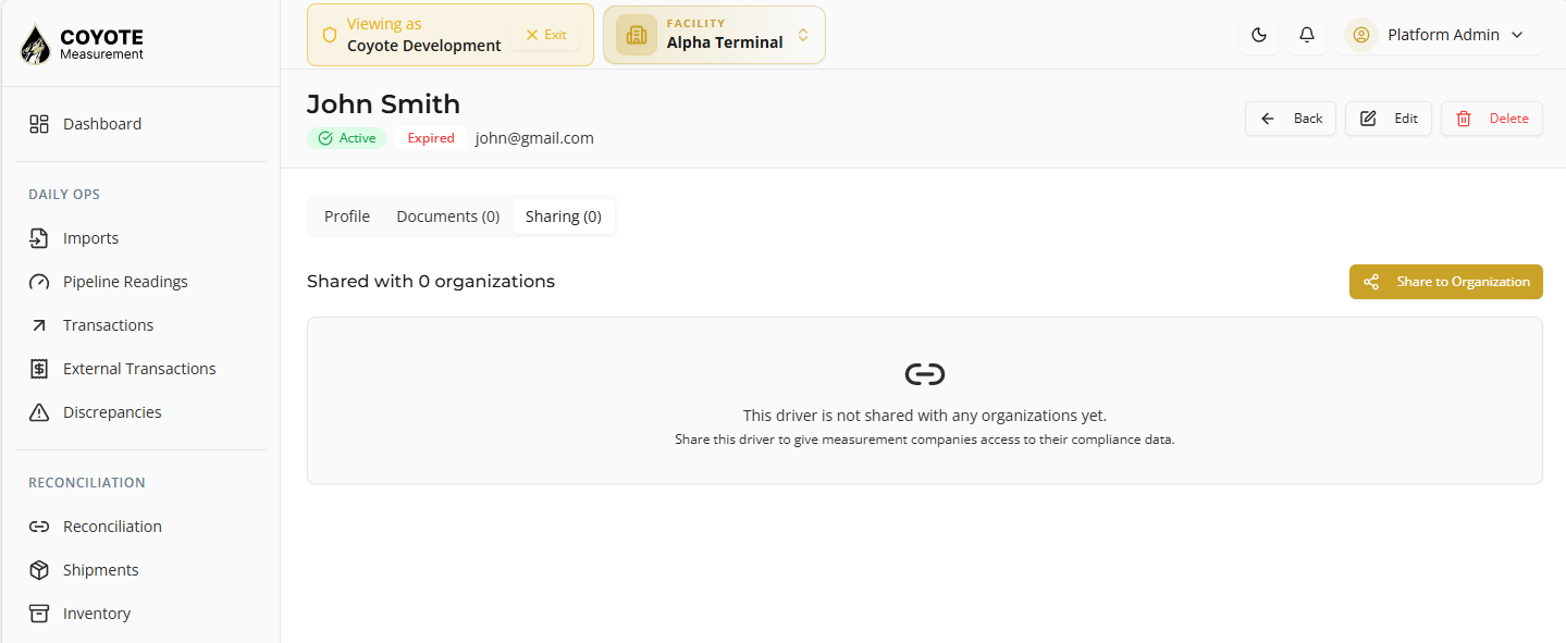 driver document sharing