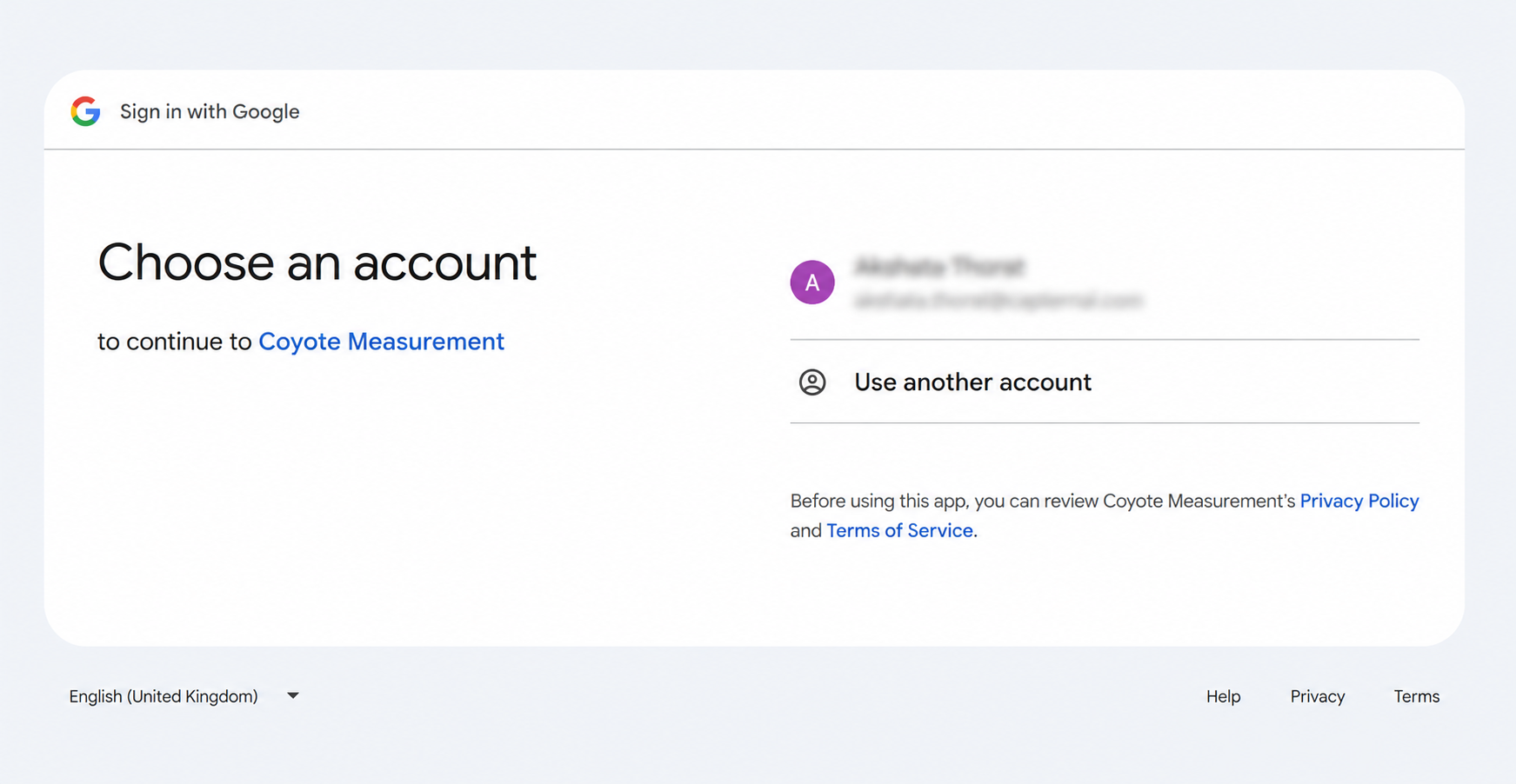 Configuration tab — private mode with Google Connection