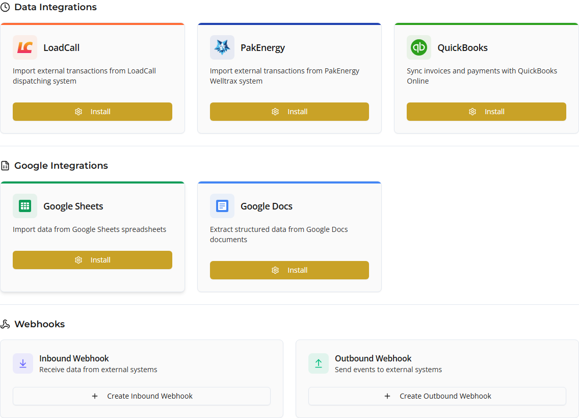 Google Integrations section on the Browse tab